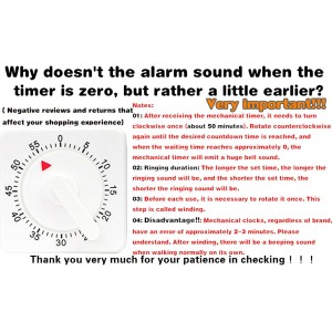 2 Pcs Kitchen Timer with Alarm : Square 60 Minute Mechanical Visual Cooking, Time Management Tools Hour Manual Countdown Timer for Baking, Homework, Exercise Auto Off No Batteries Required White