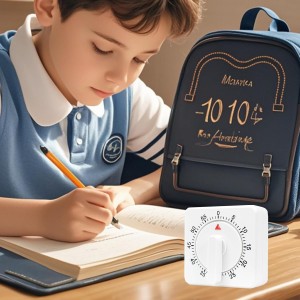 2 Pcs Kitchen Timer with Alarm : Square 60 Minute Mechanical Visual Cooking, Time Management Tools Hour Manual Countdown Timer for Baking, Homework, Exercise Auto Off No Batteries Required White