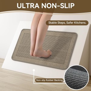 Kitchen Rugs Set of 2,Kitchen Mats for Floor, Runner Rugs Non Slip Washable Absorbent Kitchen Floor Mat, Braided Kitchen Sink Rug, 17''x30''+17''x47'' Brown