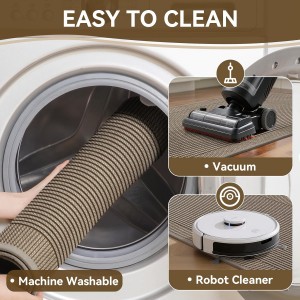 Kitchen Rugs Set of 2,Kitchen Mats for Floor, Runner Rugs Non Slip Washable Absorbent Kitchen Floor Mat, Braided Kitchen Sink Rug, 17''x30''+17''x47'' Brown