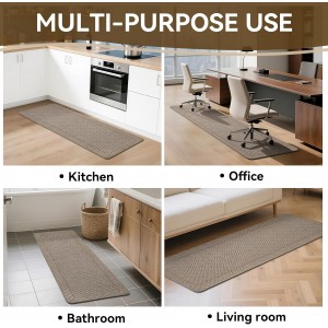 Kitchen Rugs Set of 2,Kitchen Mats for Floor, Runner Rugs Non Slip Washable Absorbent Kitchen Floor Mat, Braided Kitchen Sink Rug, 17''x30''+17''x47'' Brown