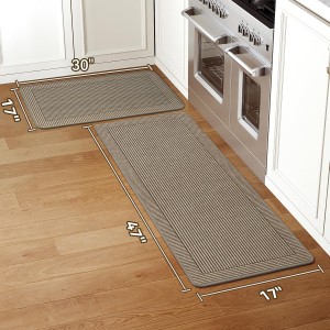 Kitchen Rugs Set of 2,Kitchen Mats for Floor, Runner Rugs Non Slip Washable Absorbent Kitchen Floor Mat, Braided Kitchen Sink Rug, 17''x30''+17''x47'' Brown