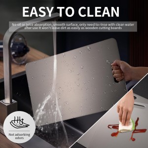 Titanium Cutting Board, 100% Pure Titanium Cutting Boards for Kitchen, Double Sided Non Toxic Cutting Board,Hygiene Durable Chopping Board Suitable for Dishwasher Safe (15.35 * 11.02)