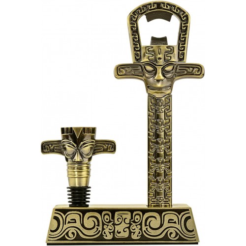 Professional Wine Opener Set for Old & Fragile Corks - 3-in-1 Cork Extractor Removes Older Wine Corks Whole & Intact, Beer Bottle Opener with Elegant Zinc Alloy Base & Stopper Set (Antique Bronze)