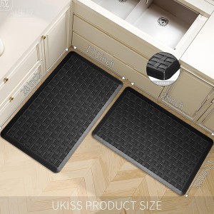 2PCS UKISS Kitchen Rugs, Cushioned Anti Fatigue Kitchen Mats for Floor, Waterproof Kitchen Rug，Non-Slip Comfort Standing Mat for Kitchen (Black, 17.3