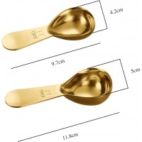 2Pcs Stainless Steel Coffee Scoop,1TBSP&2TBSP(15ML&30ML) Tablespoon Measuring spoon,Gold