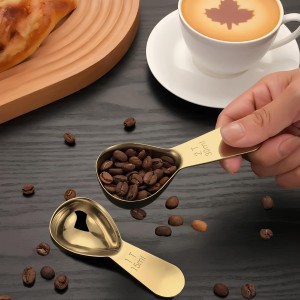2Pcs Stainless Steel Coffee Scoop,1TBSP&2TBSP(15ML&30ML) Tablespoon Measuring spoon,Gold