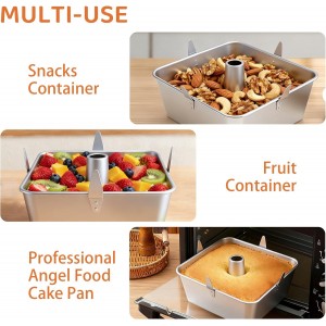 Angel Food Cake Pan,18 Cups Square Tube Cake Pan With Removable Bottom,10-inch–Non–stick Pound Cake Pans for Baking Pound,Chiffon Cakes and Angel Food Cake