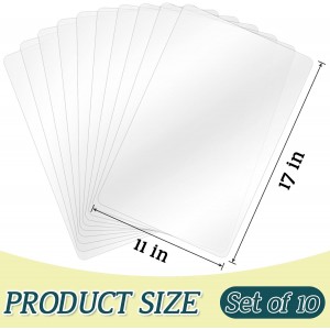 10 Pack Plastic Placemats 17x11 Inch, Clear Place Mats Wipeable, Vinyl Table Mats for Kitchen Dining Table Protection, Craft Projects, Shelf and Drawer Liner