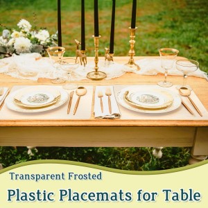 10 Pack Plastic Placemats 17x11 Inch, Clear Place Mats Wipeable, Vinyl Table Mats for Kitchen Dining Table Protection, Craft Projects, Shelf and Drawer Liner