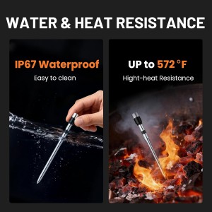 Smart Bluetooth Wireless Meat Thermometer, Real-Time Monitoring Control Digital Thermometer with Smart App, Meat Probe IP67 Waterproof High Accuracy Perfect for BBQ, Oven, Grill & Smoker