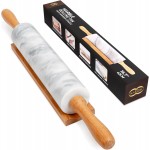16.7 Inches Marble Rolling Pin for Baking with Wooden Handles & Wooden Cradle - Rolling Pin for making Pizza Dough & Tortillas, Dough Roller for Pasta, Cookie, Pie Crust and More!