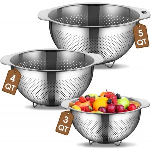 GOLDEN KEY 3Pcs Stainless Steel Colander...