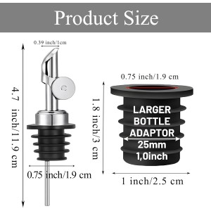 3 Pack Olive Oil Pour Spout with Adapters, Oils Pourer for Olive Oil Dispenser Bottle, Easily Turn Your Bottles into Dispensers for Liquor, Vinegar, Oils, Syrup, Liquor Bottle Pourers, Silver