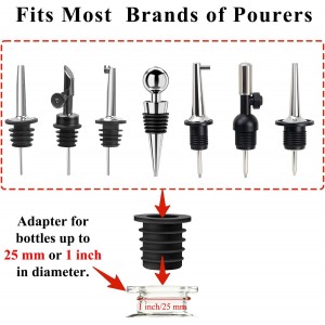 3 Pack Olive Oil Pour Spout with Adapters, Oils Pourer for Olive Oil Dispenser Bottle, Easily Turn Your Bottles into Dispensers for Liquor, Vinegar, Oils, Syrup, Liquor Bottle Pourers, Silver