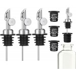 3 Pack Olive Oil Pour Spout with Adapters, Oils Pourer for Olive Oil Dispenser Bottle, Easily Turn Your Bottles into Dispensers for Liquor, Vinegar, Oils, Syrup, Liquor Bottle Pourers, Silver
