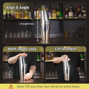 Boston Shaker Set, Professional Cocktail Shaker Set (18oz/28oz) Weighted Stainless Steel Bar Shakers for Bartending, Leakproof Bar Tools for Professional Bartender & Home Bar Mixology