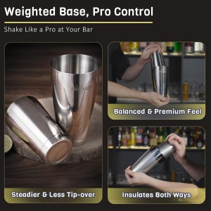 Boston Shaker Set, Professional Cocktail Shaker Set (18oz/28oz) Weighted Stainless Steel Bar Shakers for Bartending, Leakproof Bar Tools for Professional Bartender & Home Bar Mixology