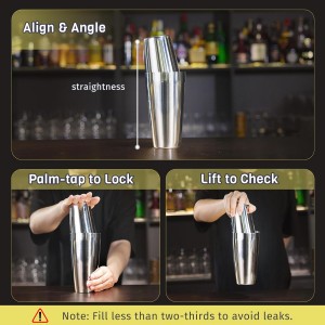 Boston Cocktail Shaker Set, 4-Piece Bar Tools Set, Professional Bar Set with Boston Shaker, Bar Spoon, Jigger, Hawthorne Strainer, Stainless Steel, Dishwasher Safe, Ideal Bartender Kit for Bar