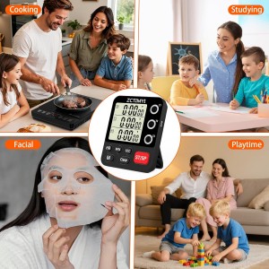 Digital Dual Kitchen Timer, 3 Channels Count Down/Up Multi Timer with Memory-Preset Magnetic Back & Large Display Adjustable Alarm Volume, Suit for Food Cooking, Black