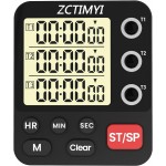 Digital Dual Kitchen Timer, 3 Channels Count Down/Up Multi Timer with Memory-Preset Magnetic Back & Large Display Adjustable Alarm Volume, Suit for Food Cooking, Black