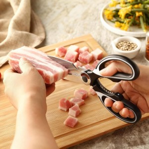 Kitchen Scissors All Purpose 2 Pack, Heavy Duty Kitchen Shears, Shears with Protective Sheath, Cutting Meat, Food, Fish, Poultry Multipurpose Sharp Sissors for Dishwasher Safe (Black)