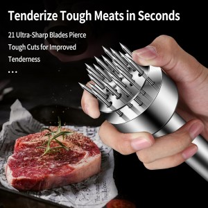 304 Stainless Steel Meat Tenderizer Tool Premium Meat Tenderizer Meat Mallet with 21 Ultra-sharp Tenderizer Needles for Tenderizing Beef, Turkey, Chicken, Steak, Dishwasher Safe