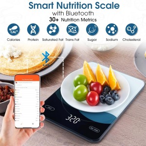AIMILAR Bluetooth Kitchen Scale 10kg/22lb - Smart Nutrition Food Scale with App Calorie & Macro Tracker, Nutritional Analysis, USB-C Rechargeable, Tempered Glass, LED Display, Tare, g/lb:oz/oz/ml