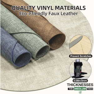 Round Placemats Set of 6, 15 Inch Faux Leather Place mats, Washable Wipeable Non Slip, Heat Resistant Waterproof Vinyl Table Mats for Dining Table, Kitchen, Party, Beige