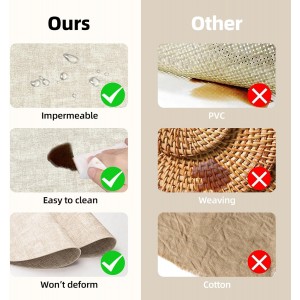 Round Placemats Set of 6, 15 Inch Faux Leather Place mats, Washable Wipeable Non Slip, Heat Resistant Waterproof Vinyl Table Mats for Dining Table, Kitchen, Party, Beige