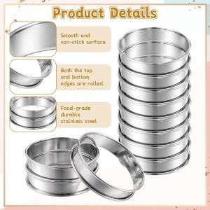 25 Pcs 4 Inch English Muffin Ring, Double Rolled Tart Rings, Stainless Steel Crumpet Rings, Round Metal Cooking Pastry Ring Molds, for Baking Fluffy Muffins, Pancakes, Pastry, Omelette, Silver
