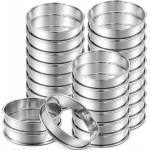 25 Pcs 4 Inch English Muffin Ring, Double Rolled Tart Rings, Stainless Steel Crumpet Rings, Round Metal Cooking Pastry Ring Molds, for Baking Fluffy Muffins, Pancakes, Pastry, Omelette, Silver