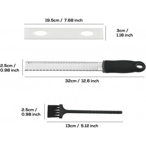 1Pack Lemon Zester Stainless Steel Cheese Grater with Plastic Cover Ergonomic Soft Black Handle Handheld Rotary Cheese Grater Zester Ideal for Kitchen Use and Food Preparation