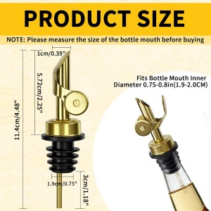 6 Pcs Auto Flip Liquor & Oil Pour Spout, 304 Stainless Steel Dispenser Spout for Olive Oil, Alcohol, Wine, Vinegar, Home & Bar Essential Tools, Gold