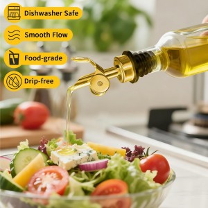 6 Pcs Auto Flip Liquor & Oil Pour Spout, 304 Stainless Steel Dispenser Spout for Olive Oil, Alcohol, Wine, Vinegar, Home & Bar Essential Tools, Gold