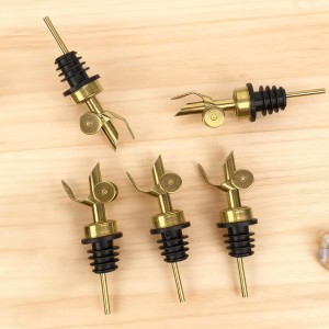 6 Pcs Auto Flip Liquor & Oil Pour Spout, 304 Stainless Steel Dispenser Spout for Olive Oil, Alcohol, Wine, Vinegar, Home & Bar Essential Tools, Gold