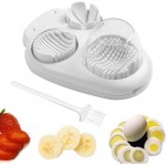 2 Pcs 3 In 1 Egg Slicer,Egg Slicer For Hard Boiled Eggs,Stainless Steel Strawberry Slicer,Egg Cutter,Egg Opener For Hard Boiled Eggs,3 Slice Modes For Strawberry, Mushroom, Grape, Cherry Tomato