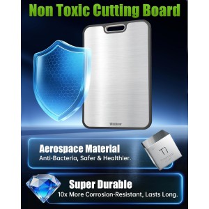 Titanium Cutting Boards for Kitchen, Non Toxic 2-in-1 Cutting Board Double Sided, Food Grade Chopping Boards for Fresh Meat Vegetable, Easy to Clean Large Size 16”×11”