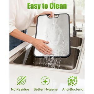 Titanium Cutting Boards for Kitchen, Non Toxic 2-in-1 Cutting Board Double Sided, Food Grade Chopping Boards for Fresh Meat Vegetable, Easy to Clean Large Size 16”×11”