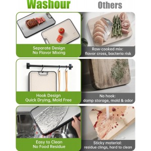 Titanium Cutting Boards for Kitchen, Non Toxic 2-in-1 Cutting Board Double Sided, Food Grade Chopping Boards for Fresh Meat Vegetable, Easy to Clean Large Size 16”×11”