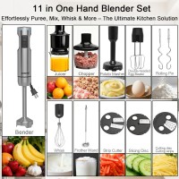 Handheld Immersion Blender Bundle, 1000W Powerful 11-in-1 Set for Smoothies,Orange Juicer,Minced meat,Milk frother,Egg Beater, Dough Hook, Vegetable Chopper, Potato Masher