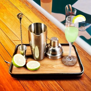 Cocktail Shaker Set, 6-Piece 24oz Shaker Strainer Muddler Jigger Mixing Spoon Pourers (Set of 6)