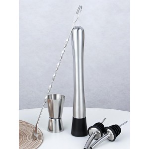 Cocktail Shaker Set, 6-Piece 24oz Shaker Strainer Muddler Jigger Mixing Spoon Pourers (Set of 6)