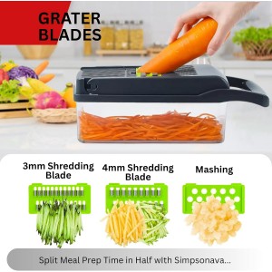 17 in 1 Vegetable Chopper Mandoline Slicer – All In One Veggie Cutter Food Grater Includes Onion Goggles, Egg Separator, Hand Guard – Sharp Stainless Steel Blades – 2 in 1 Drain Basket