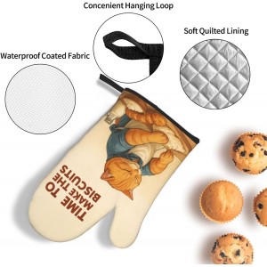 Cute Cat Oven Mitts and Pot Holder Set, Funny Heat Resistant Kitchen Gloves Hot Pad, Cooking Baking Lovers Spring Easter Gifts for Women, Whimsical Kitchen Decor & Gifts for Chef Cooks Cat Lovers Mom
