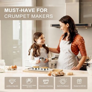 8Pcs Crumpet Rings, 4 & 3.15 Inches Nonstick English Muffin Rings, Stainless Steel Double Rolled Tart Ring, Round Metal Pastry Ring Molds for Baking Cake Dessert Food Making Tool