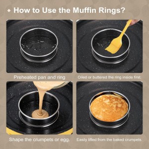 8Pcs Crumpet Rings, 4 & 3.15 Inches Nonstick English Muffin Rings, Stainless Steel Double Rolled Tart Ring, Round Metal Pastry Ring Molds for Baking Cake Dessert Food Making Tool