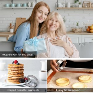 8Pcs Crumpet Rings, 4 & 3.15 Inches Nonstick English Muffin Rings, Stainless Steel Double Rolled Tart Ring, Round Metal Pastry Ring Molds for Baking Cake Dessert Food Making Tool