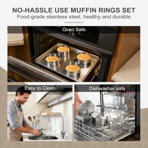 8Pcs Crumpet Rings, 4 & 3.15 Inches Nonstick English Muffin Rings, Stainless Steel Double Rolled Tart Ring, Round Metal Pastry Ring Molds for Baking Cake Dessert Food Making Tool