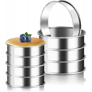 8Pcs Crumpet Rings, 4 & 3.15 Inches Nons...